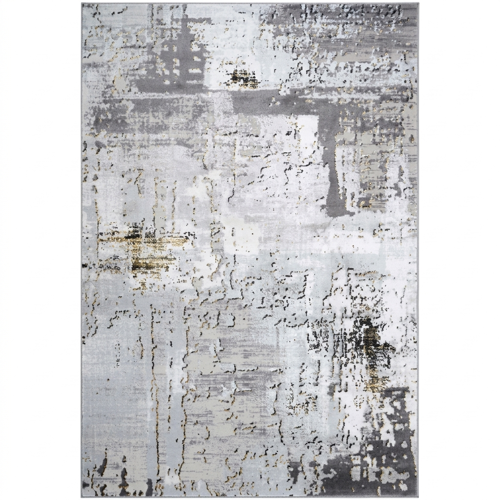 Modern Gold Abstract Distressed Living Room Rugs - Grace