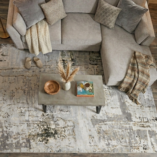 Modern Gold Abstract Distressed Living Room Rugs - Grace