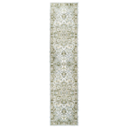 Oriental Bordered Green Floral Hall Runner Rug