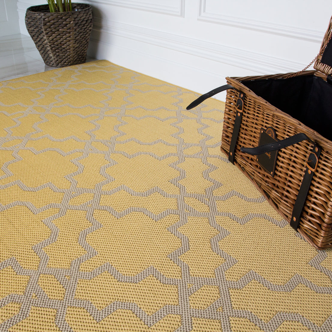 Yellow Flatweave Indoor Outdoor Rug