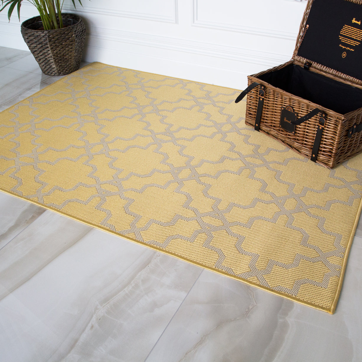 Yellow Flatweave Indoor Outdoor Rug