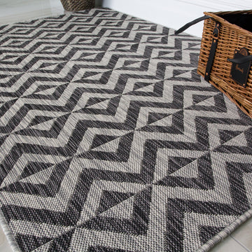 Charcoal Geometric Outdoor Rug- Habitat