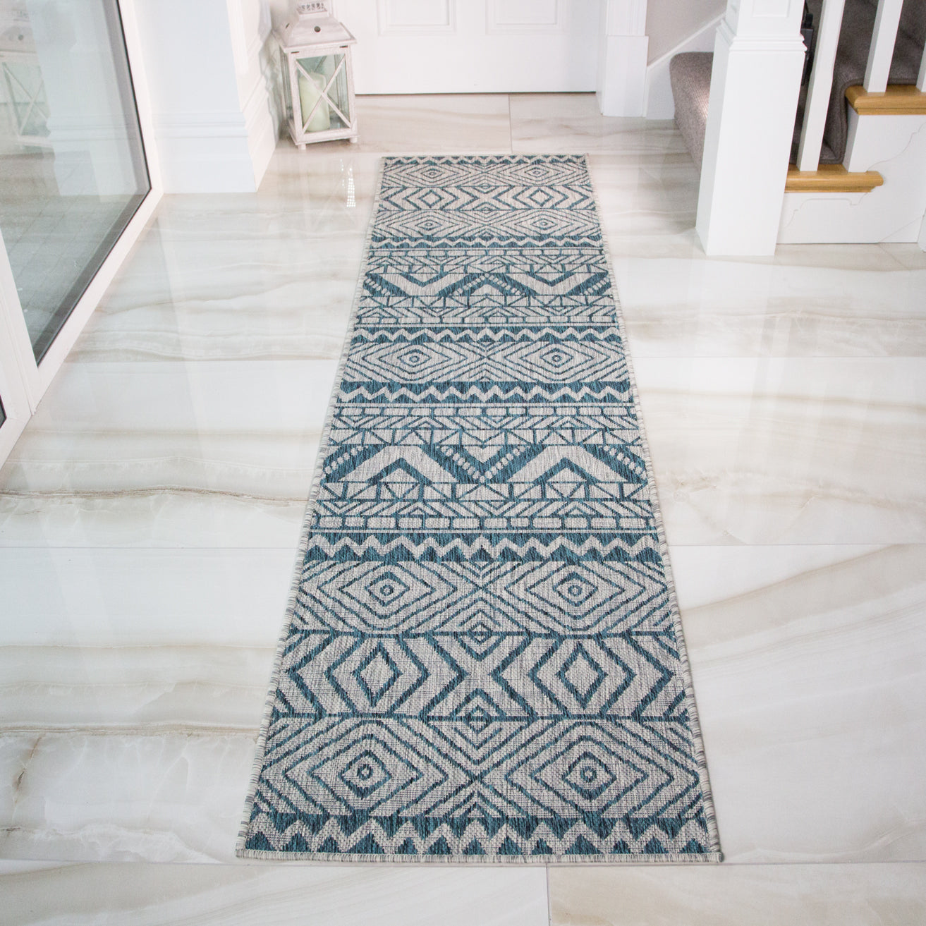 Blue Flatweave Outdoor Rug