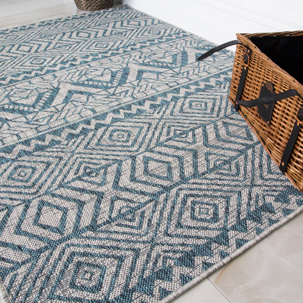 Blue Flatweave Outdoor Rug