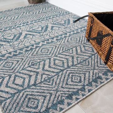 Blue Flatweave Outdoor Rug