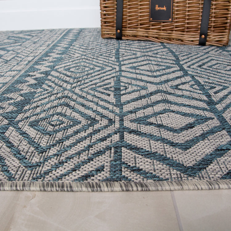 Blue Flatweave Outdoor Rug