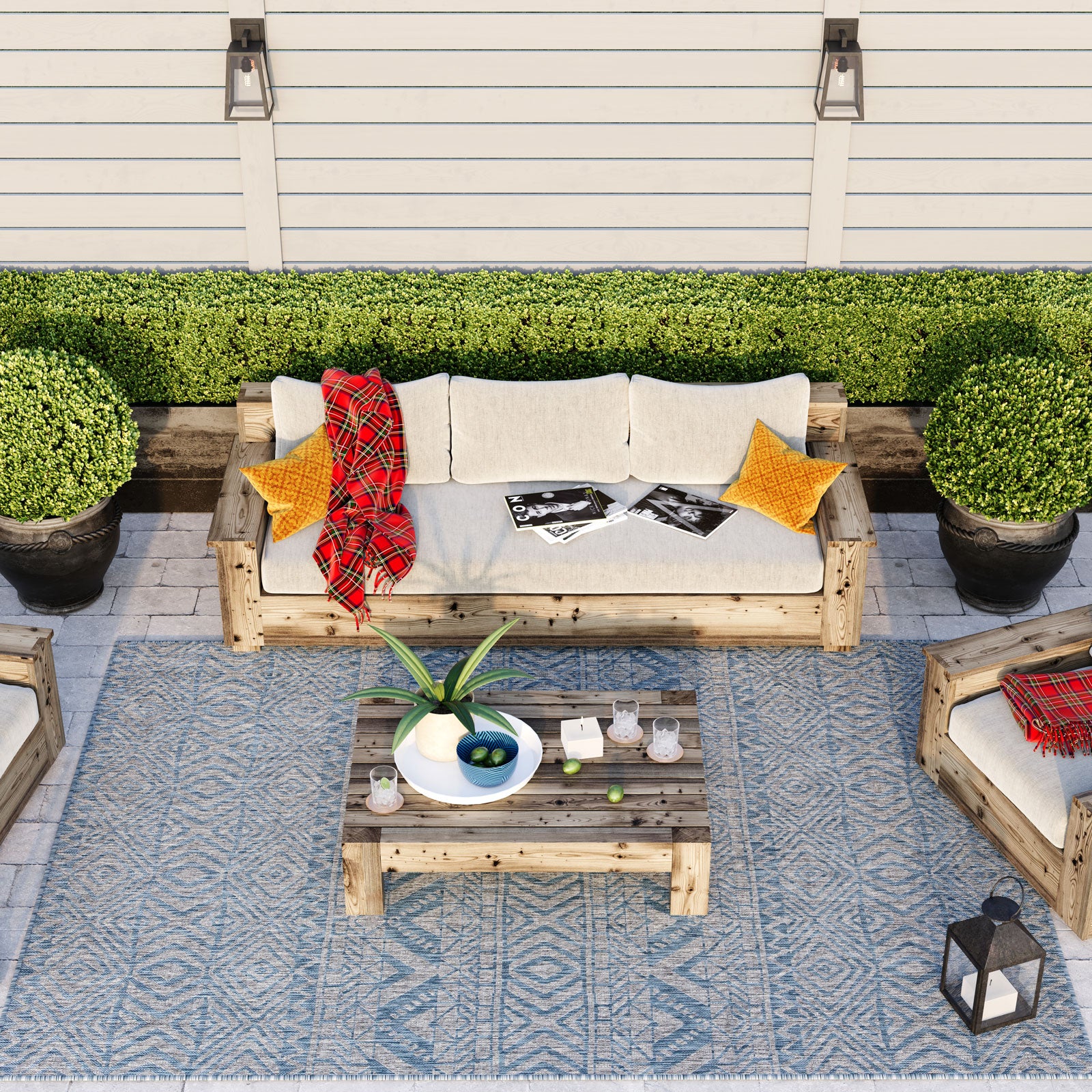 Light Blue Flatweave Indoor Outdoor Rug - Ruskin