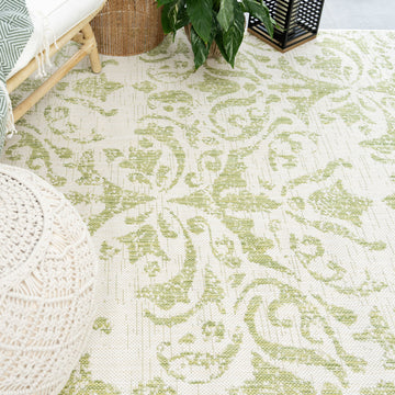 Green Floral Outdoor Rug - Lanark