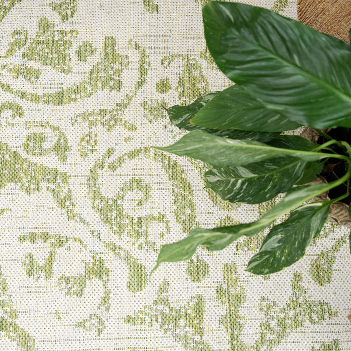 Green Floral Outdoor Rug - Lanark