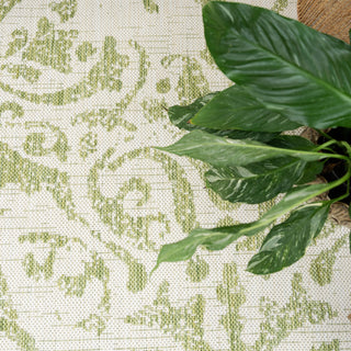 Green Floral Outdoor Rug - Lanark