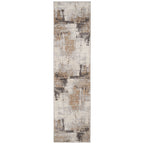 Distressed Abstract Beige Runner Rug