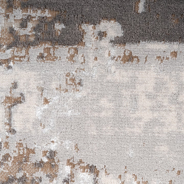 Distressed Abstract Beige Runner Rug