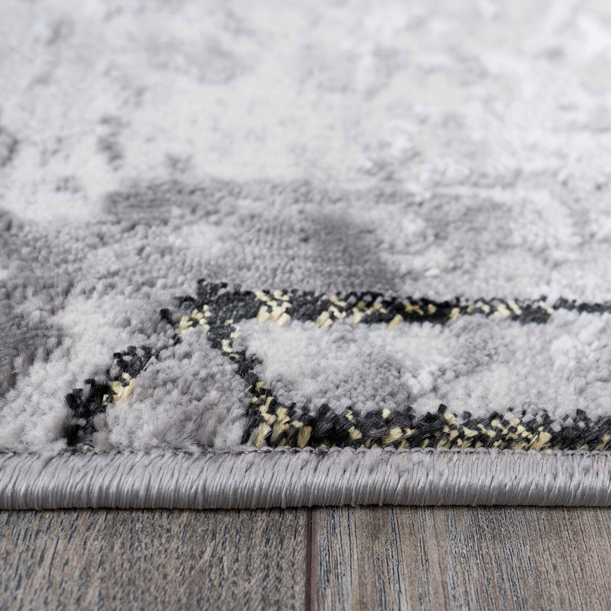 Modern Gold Abstract Geometric Runner Rug