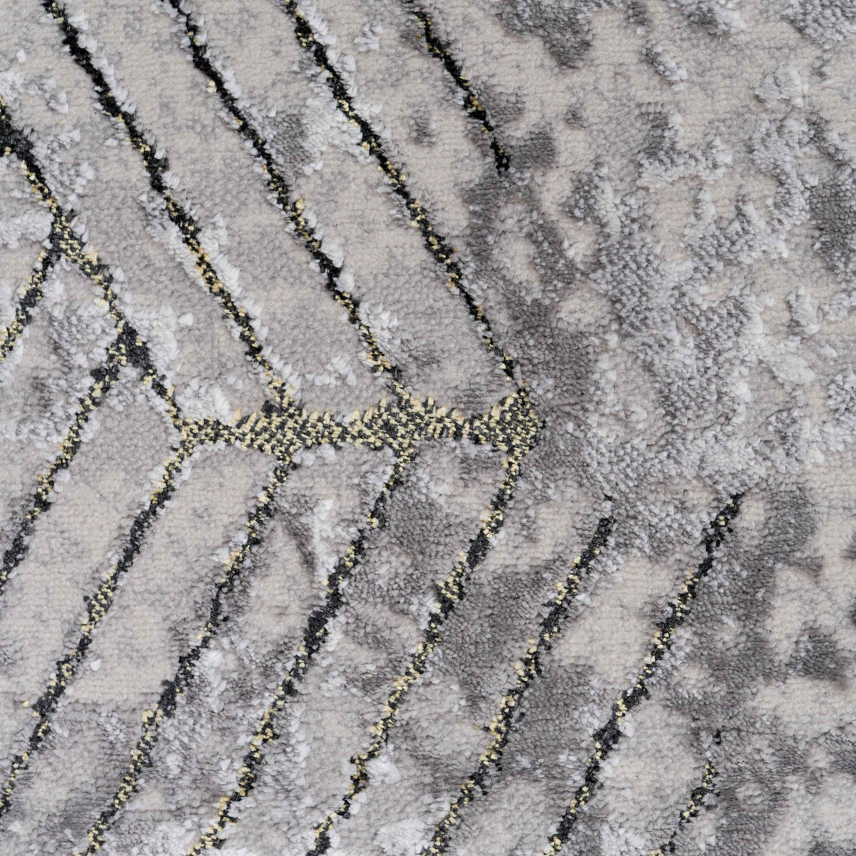 Modern Gold Abstract Geometric Runner Rug