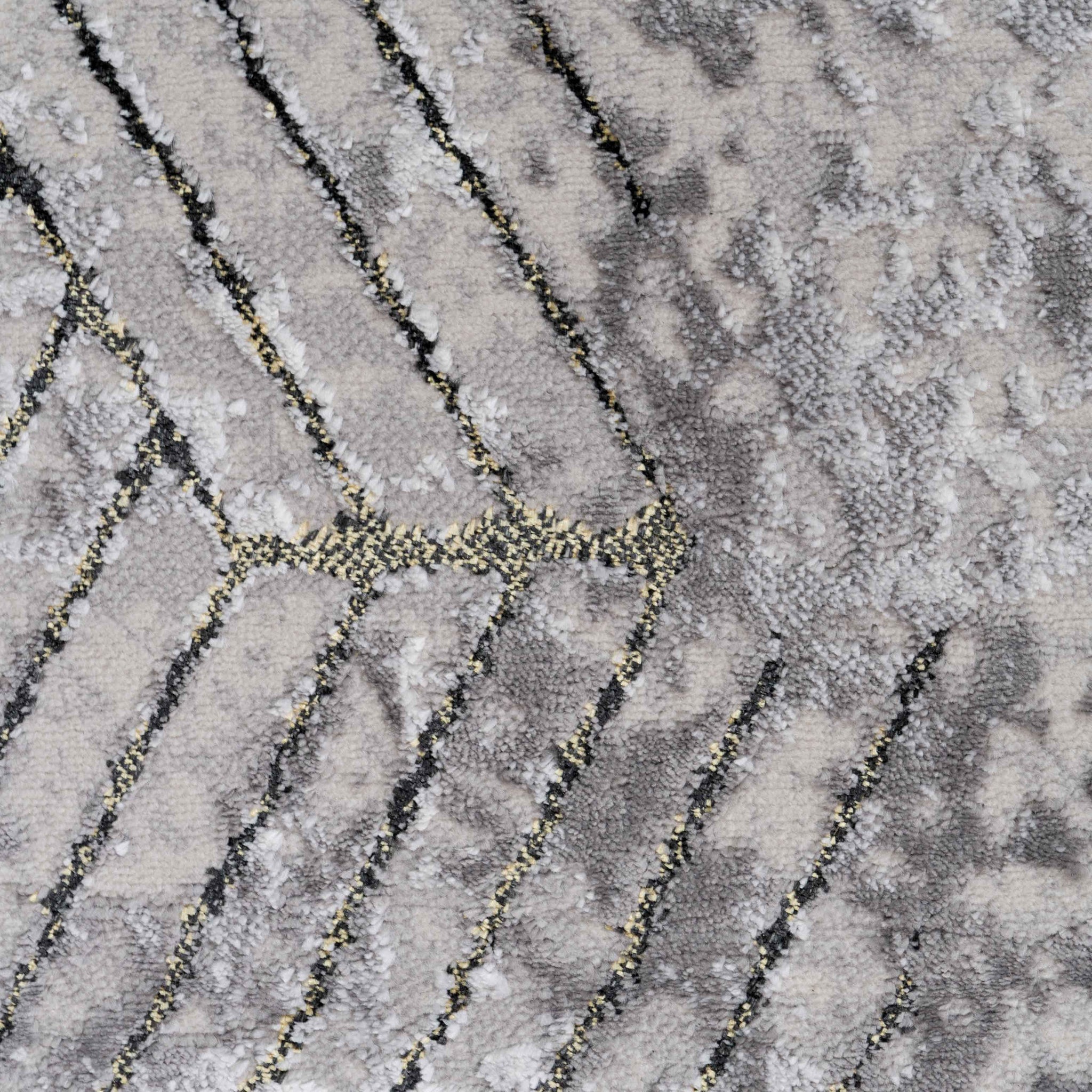 Modern Gold Abstract Geometric Runner Rug