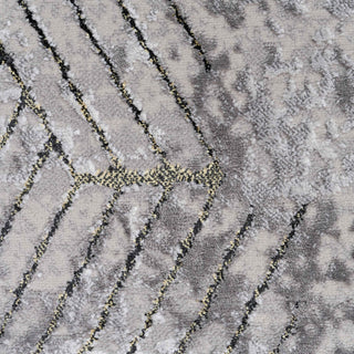 Modern Gold Abstract Geometric Runner Rug