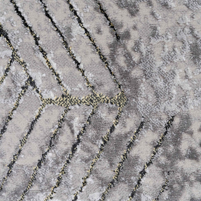 Modern Gold Abstract Geometric Runner Rug