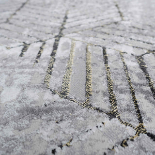Modern Gold Abstract Geometric Runner Rug
