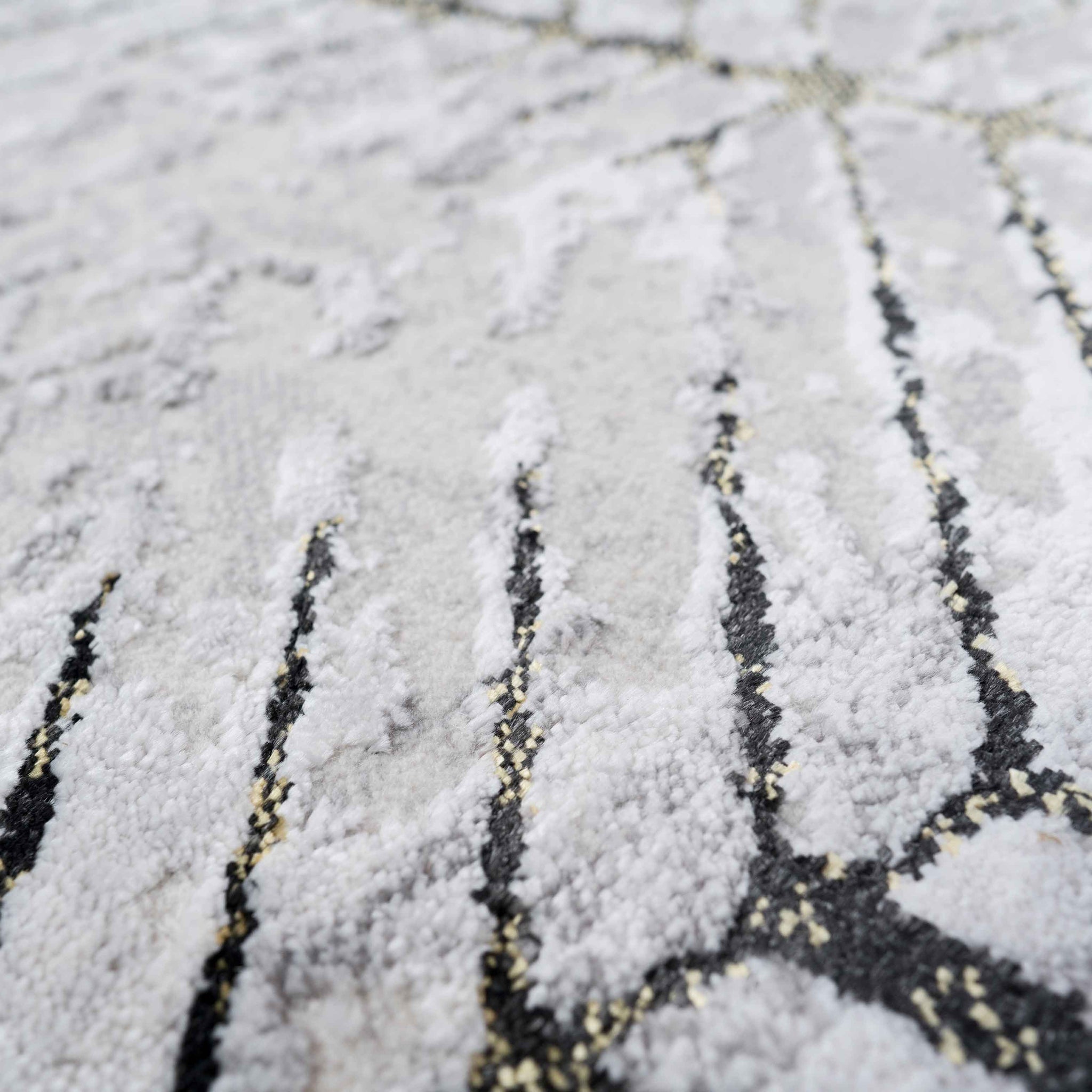 Modern Gold Abstract Geometric Runner Rug