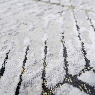 Modern Gold Abstract Geometric Runner Rug