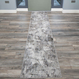 Modern Gold Abstract Geometric Runner Rug