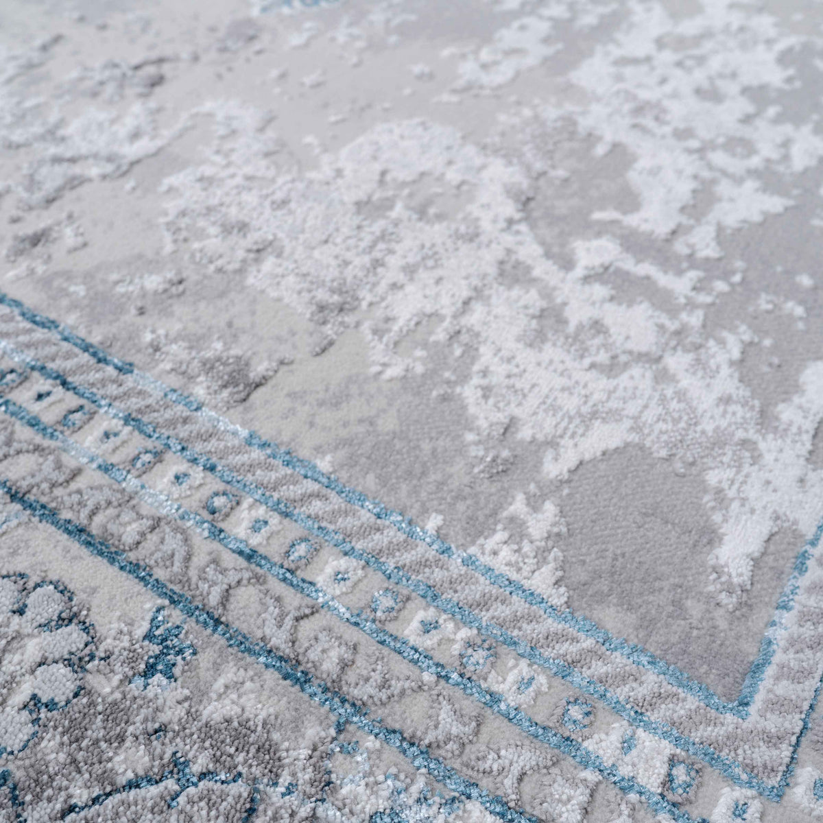 Blue Traditional Distressed Runner Rug