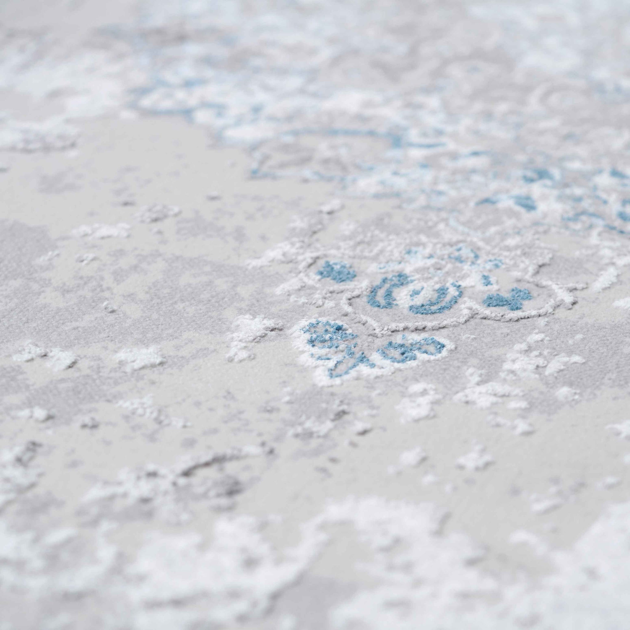 Blue Traditional Distressed Runner Rug