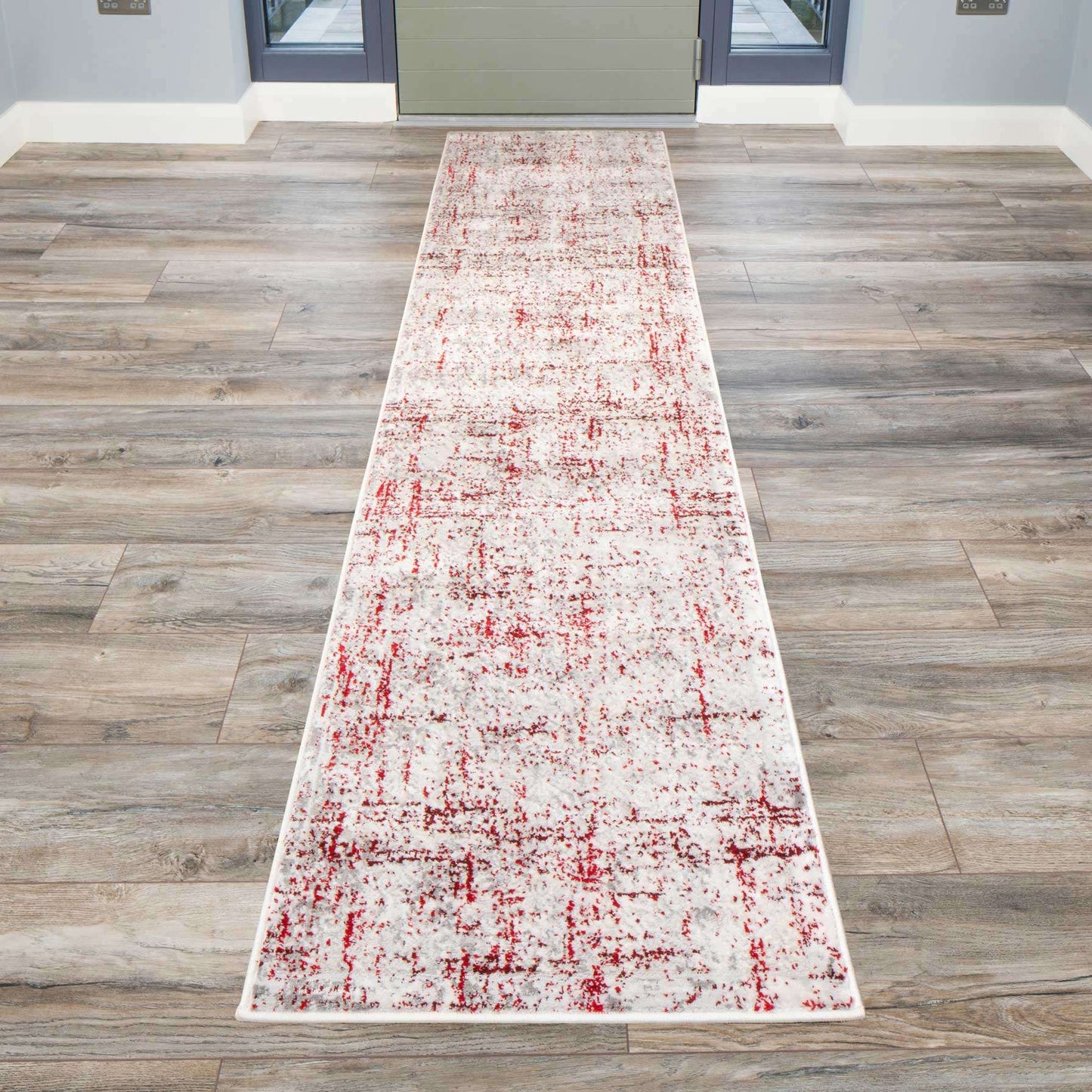 Red Abstract Distressed Runner Rugs