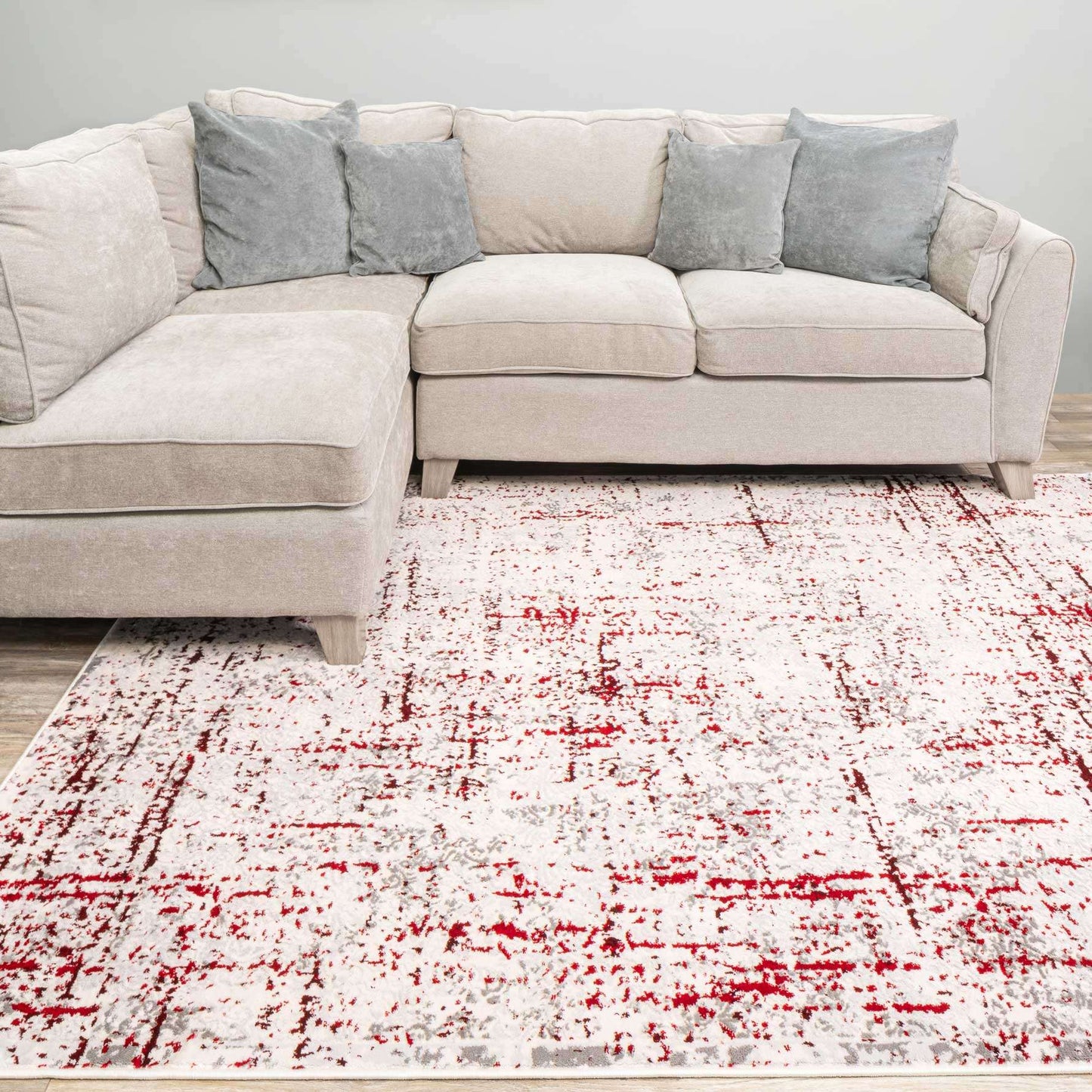 Red Abstract Distressed Runner Rugs