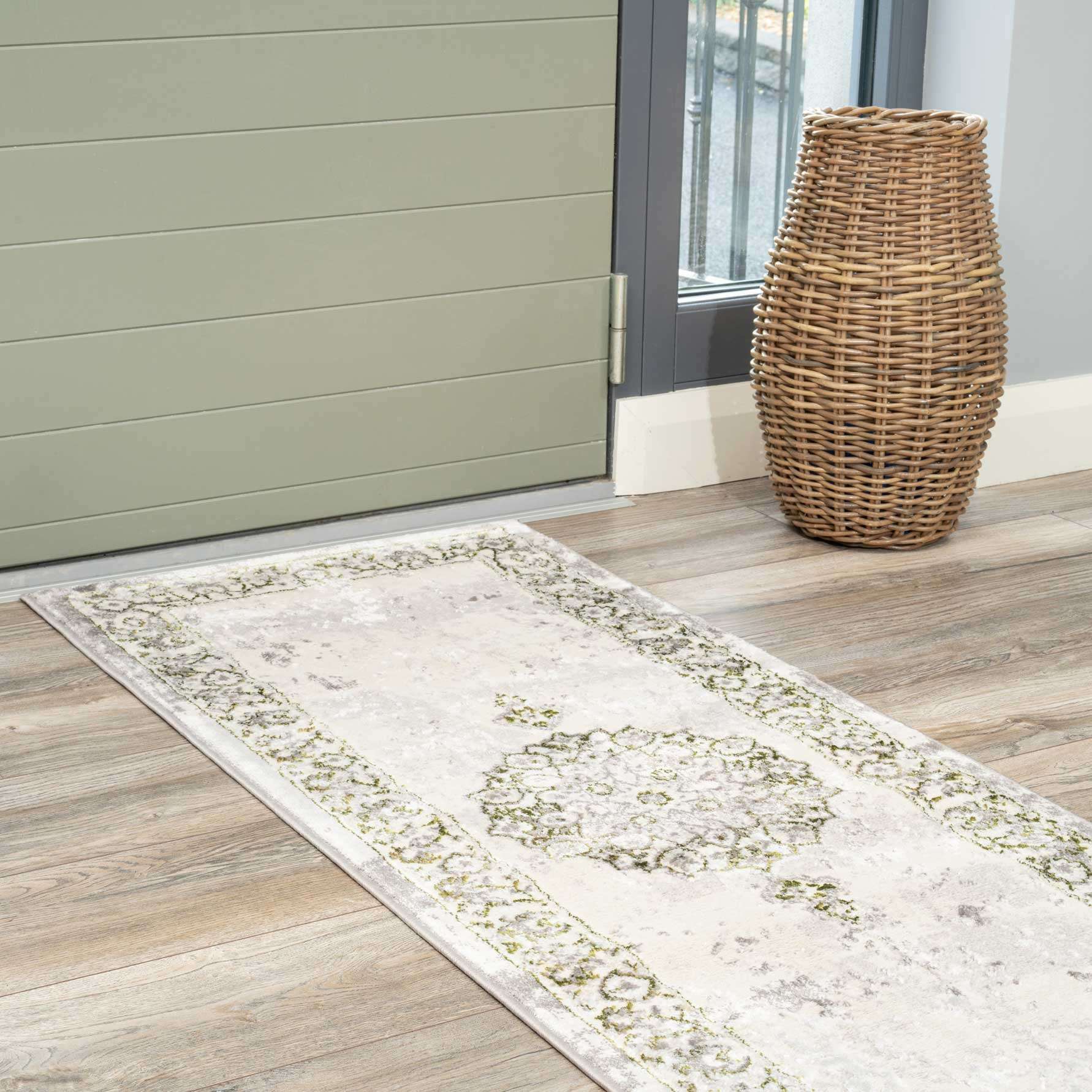 Oriental Green Distressed Runner Rugs