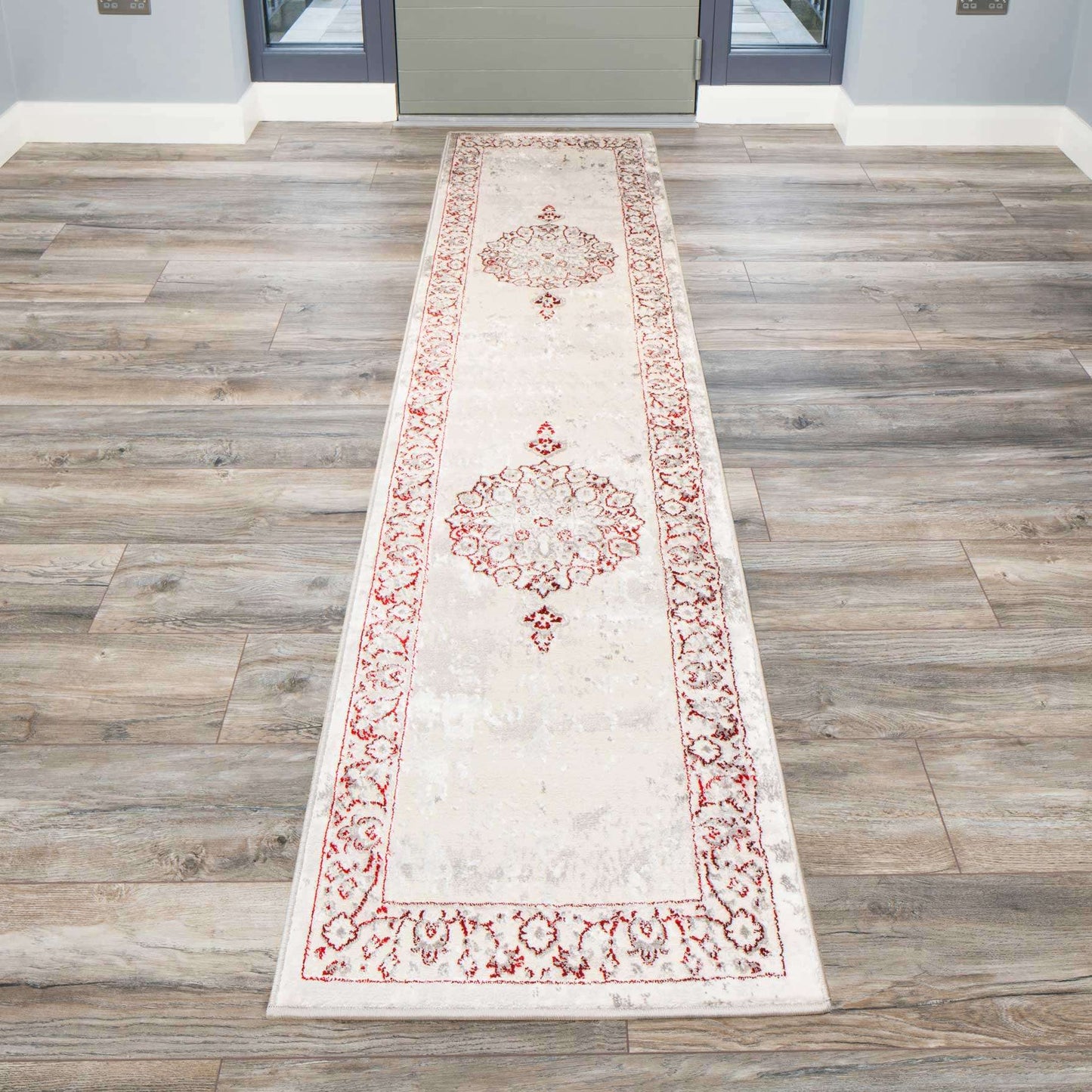 Modern Red Abstract Oriental Runner Rugs