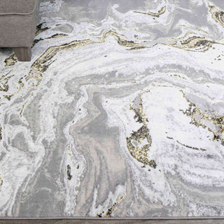 Gold Abstract Marble Pattern Hall Runner Rugs
