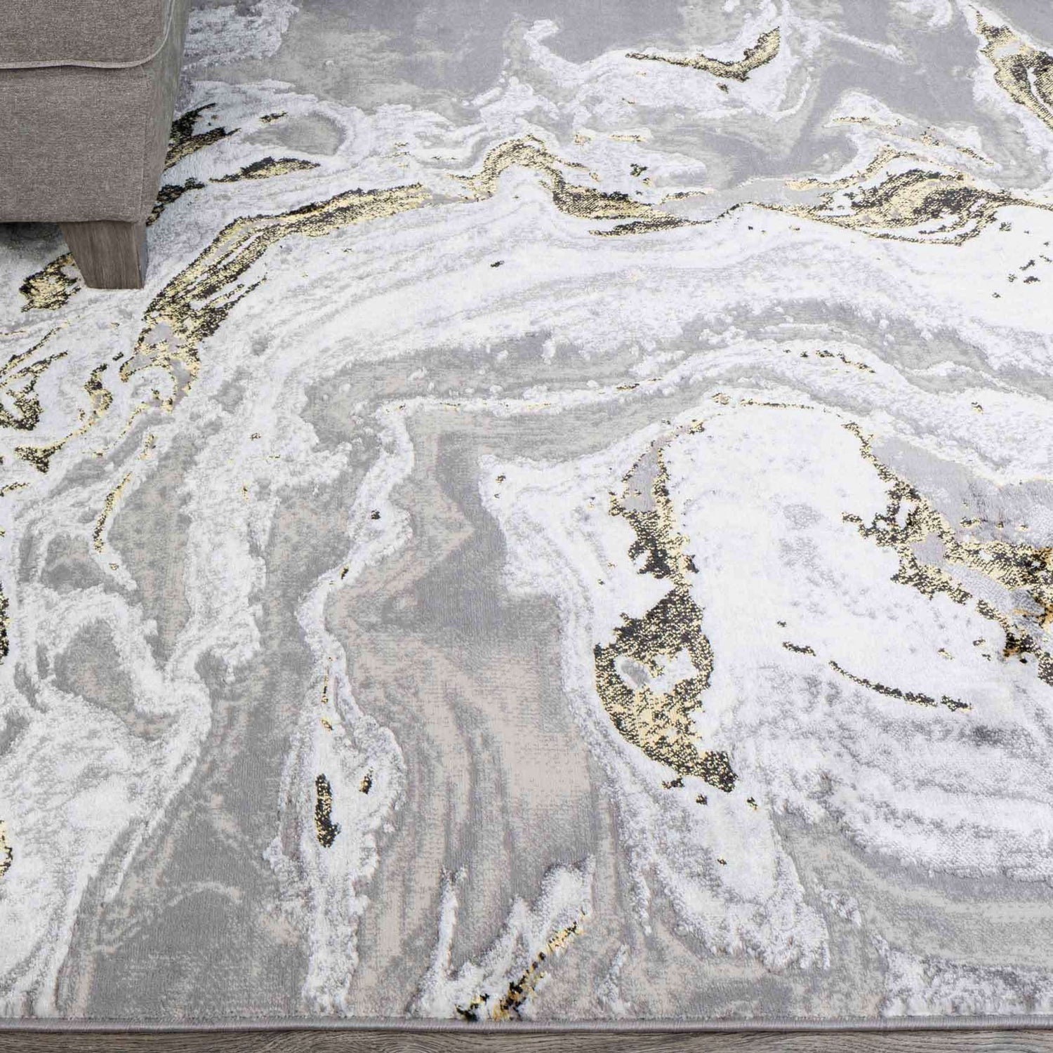 Gold Abstract Marble Pattern Hall Runner Rugs | Runner Rugs | Kukoon ...