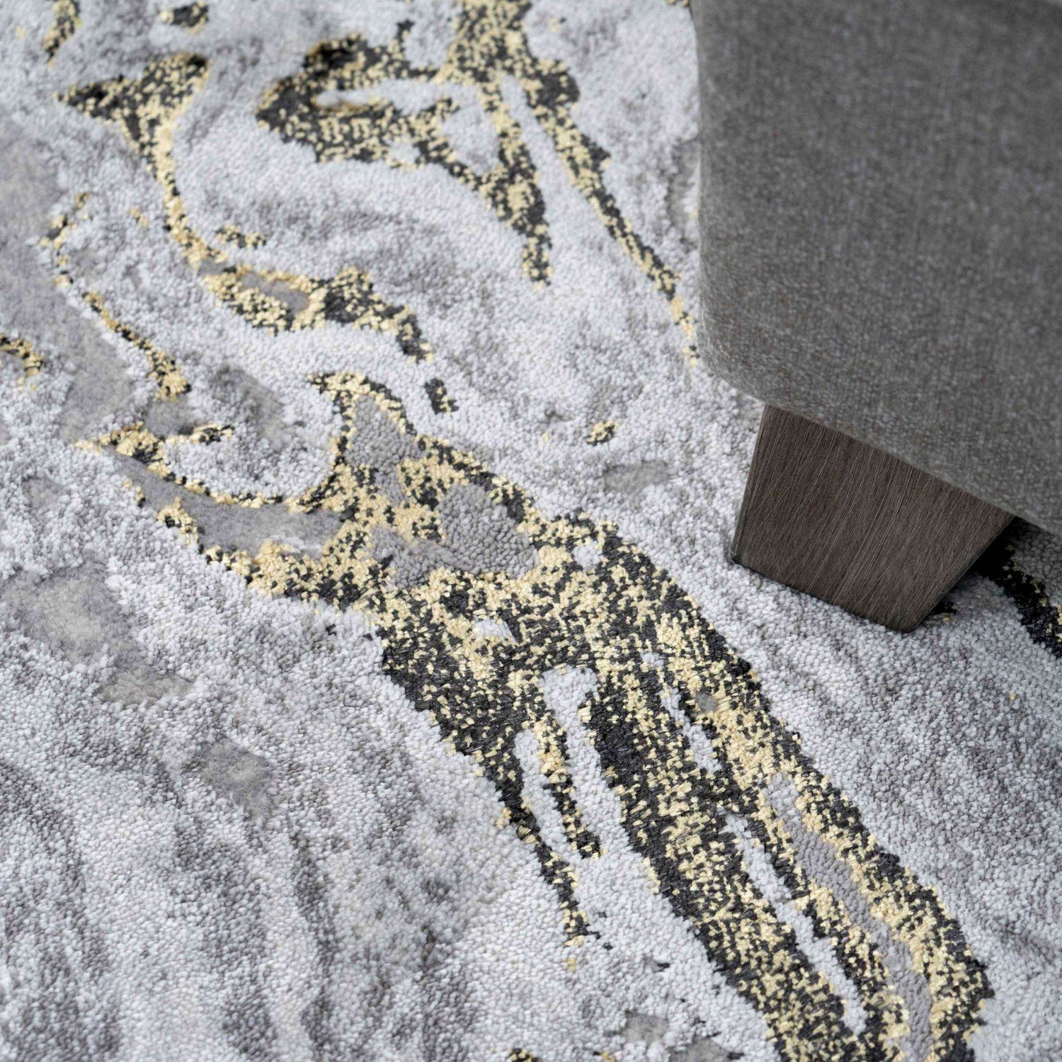 Gold Abstract Marble Pattern Hall Runner Rugs