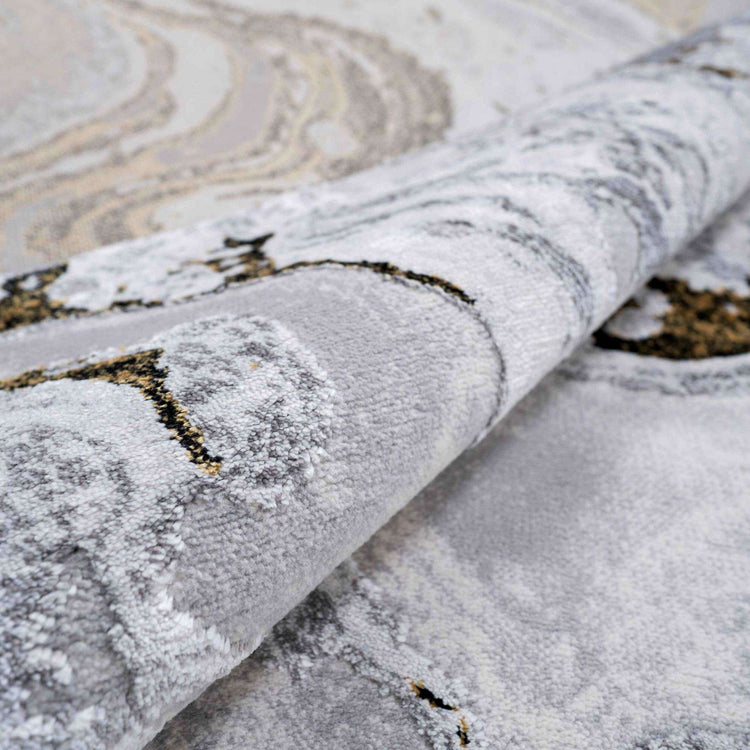 Gold Abstract Marble Pattern Hall Runner Rugs