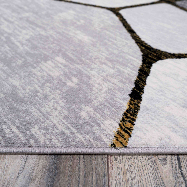 Modern Gold Abstract Mosaic Hall Runner Rugs