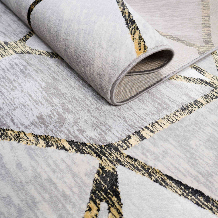 Modern Gold Abstract Mosaic Hall Runner Rugs