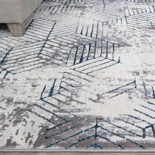 Modern Blue Abstract Geometric Hall Runner Rugs