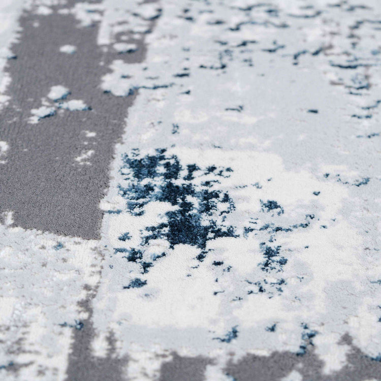 Modern Blue Abstract Distressed Hall Runner Rugs