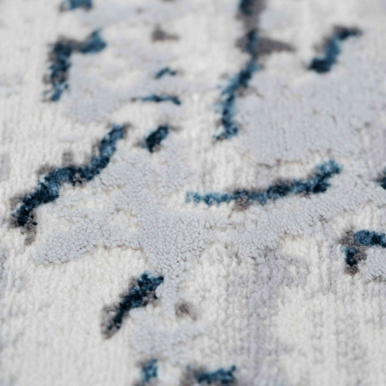 Modern Blue Abstract Distressed Hall Runner Rugs