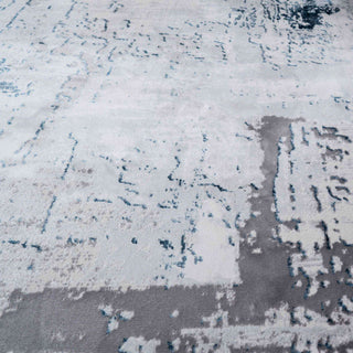 Modern Blue Abstract Distressed Hall Runner Rugs