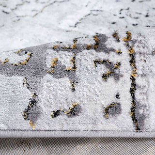 Modern Gold Abstract Distressed Hall Runner Rugs