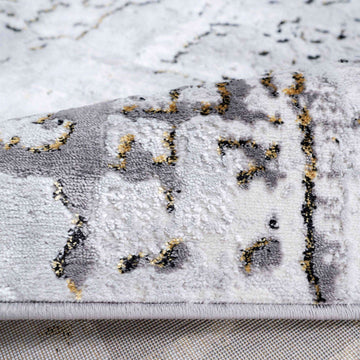 Modern Gold Abstract Distressed Hall Runner Rugs