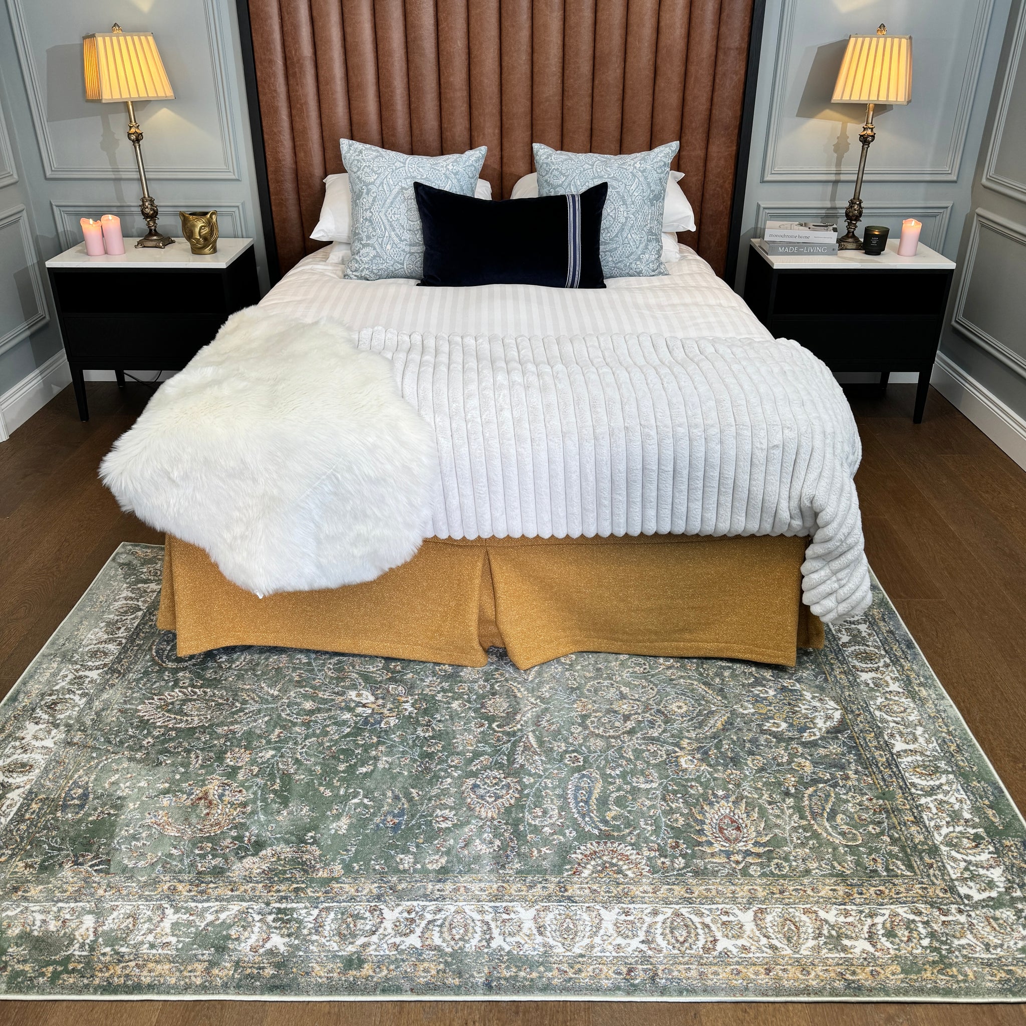 Sage Green Classical Rug - Basila