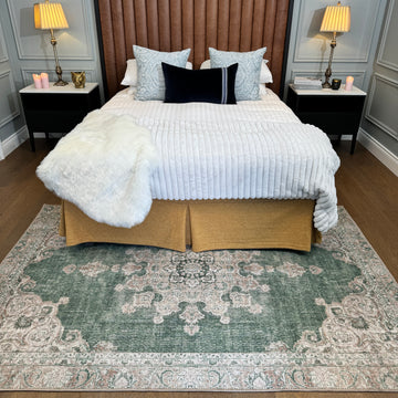 Flatwoven Washable Green Medallion Area Rug - Orion