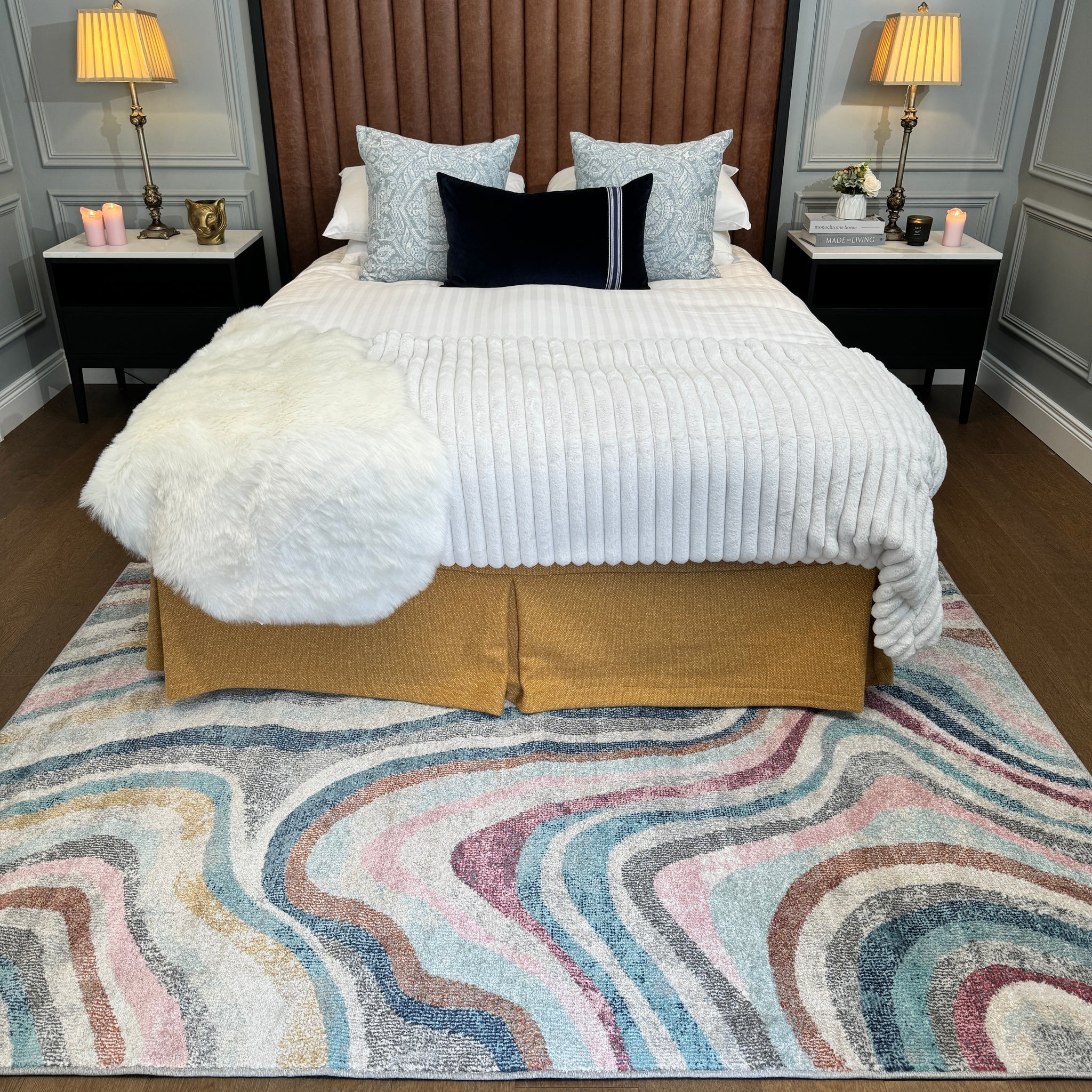 Soft Abstract Marbled Multicolour Living Room Rug - Matki