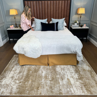 Distressed Beige Living Room Area Rug - Monroe