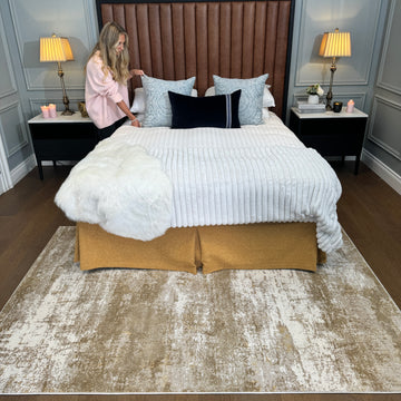 Distressed Beige Living Room Area Rug - Monroe