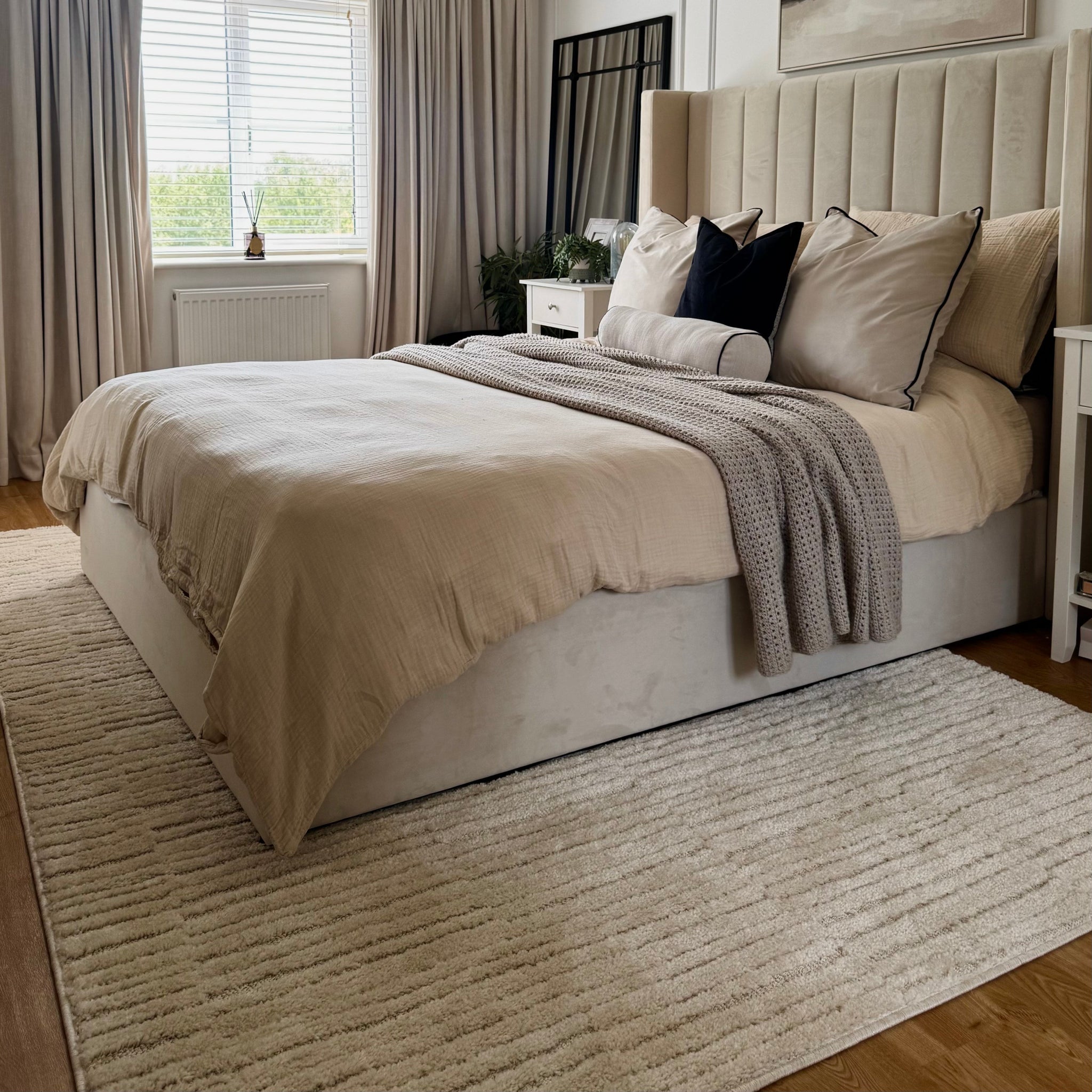 Warm White Linear Area Rug - Bowie