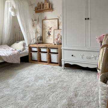 Premium Cream Shaggy Rug - Lace